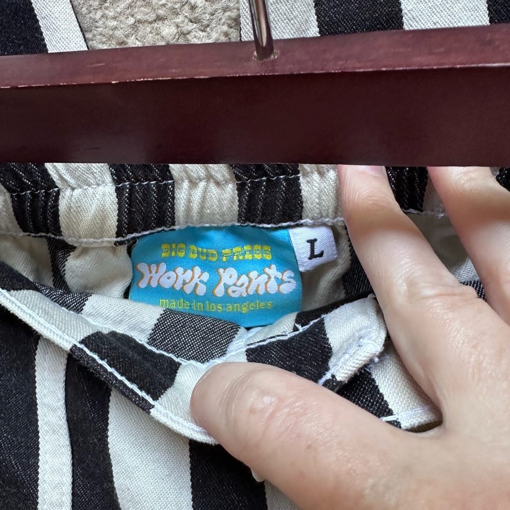 Big Bud Press Black and White Striped Work Pants Size Large - Picture 3 of 11